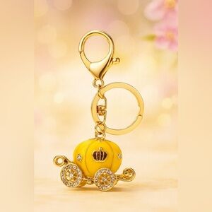 Bag Charm Cinderella-inspired Carriage Keychain Keyring Yellow Coach Pumpkin